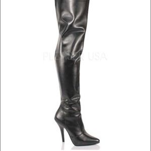 Pleaser Black Patent Sexy Thigh High Boots